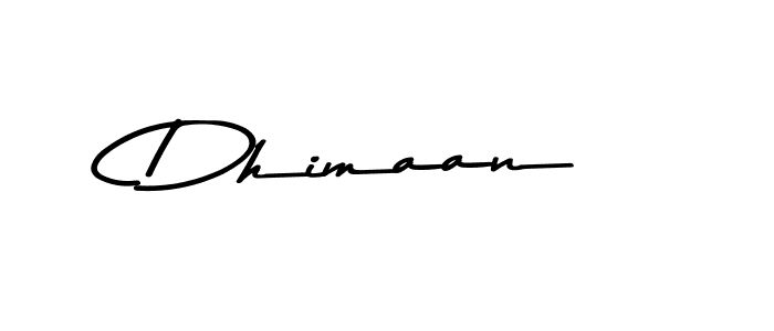 Create a beautiful signature design for name Dhimaan. With this signature (Asem Kandis PERSONAL USE) fonts, you can make a handwritten signature for free. Dhimaan signature style 9 images and pictures png