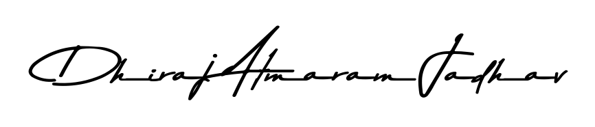 The Asem Kandis PERSONAL USE handwriting style adds charm and authenticity to name Dhiraj Atmaram Jadhav. A wonderful choice for personal thank-you notes. Dhiraj Atmaram Jadhav signature style 9 images and pictures png
