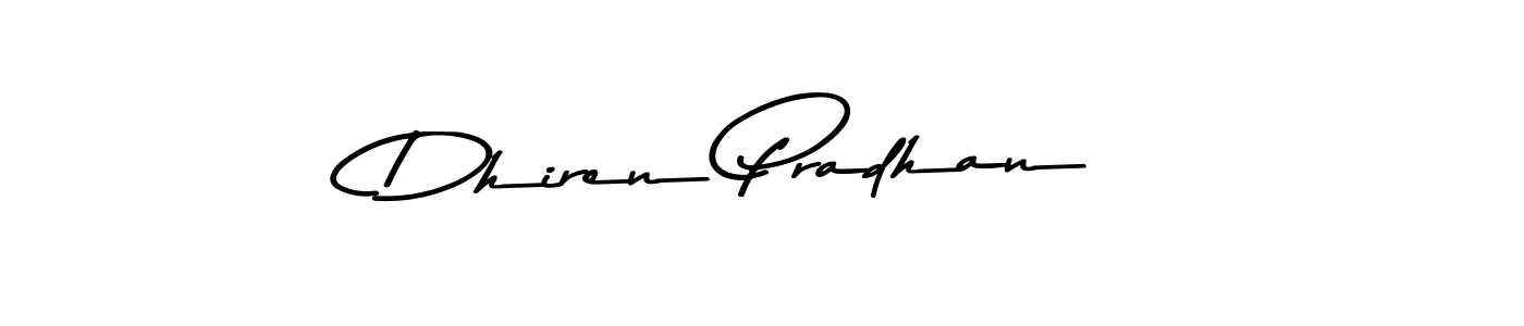 Create a beautiful signature design for name Dhiren Pradhan. With this signature (Asem Kandis PERSONAL USE) fonts, you can make a handwritten signature for free. Dhiren Pradhan signature style 9 images and pictures png