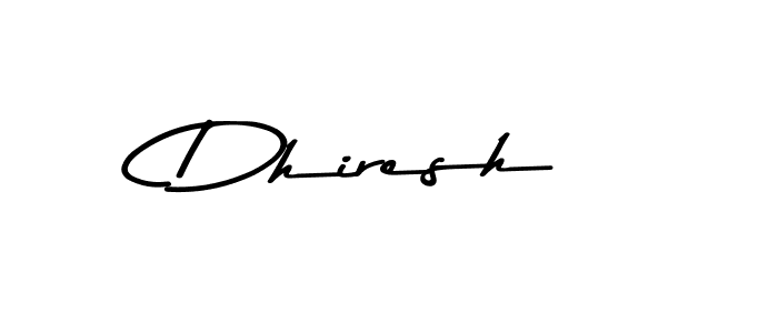 How to make Dhiresh name signature. Use Asem Kandis PERSONAL USE style for creating short signs online. This is the latest handwritten sign. Dhiresh signature style 9 images and pictures png