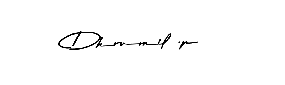 The best way (Asem Kandis PERSONAL USE) to make a short signature is to pick only two or three words in your name. The name Dhrumil .p include a total of six letters. For converting this name. Dhrumil .p signature style 9 images and pictures png