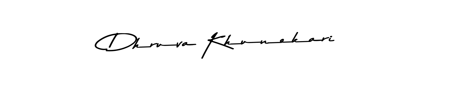 Make a beautiful signature design for name Dhruva Khunekari. With this signature (Asem Kandis PERSONAL USE) style, you can create a handwritten signature for free. Dhruva Khunekari signature style 9 images and pictures png