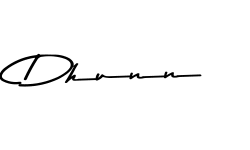 How to make Dhunn name signature. Use Asem Kandis PERSONAL USE style for creating short signs online. This is the latest handwritten sign. Dhunn signature style 9 images and pictures png