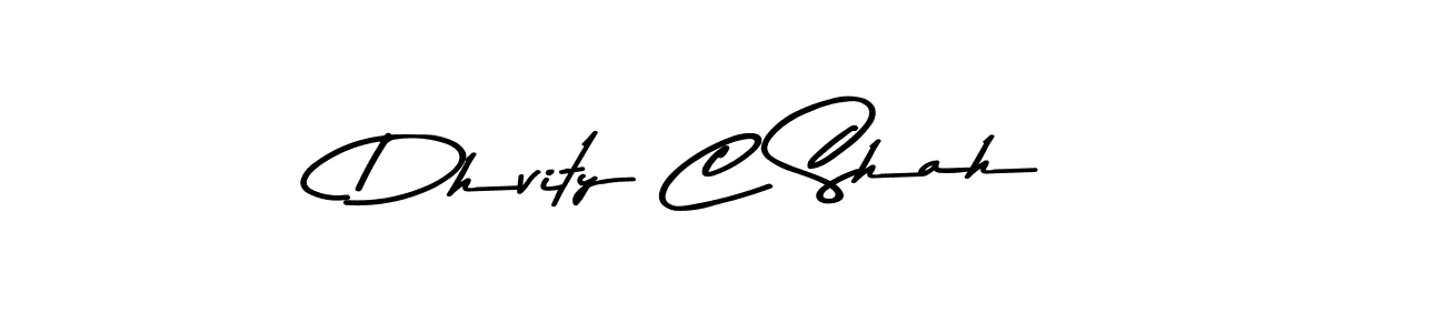 How to make Dhvity C Shah name signature. Use Asem Kandis PERSONAL USE style for creating short signs online. This is the latest handwritten sign. Dhvity C Shah signature style 9 images and pictures png