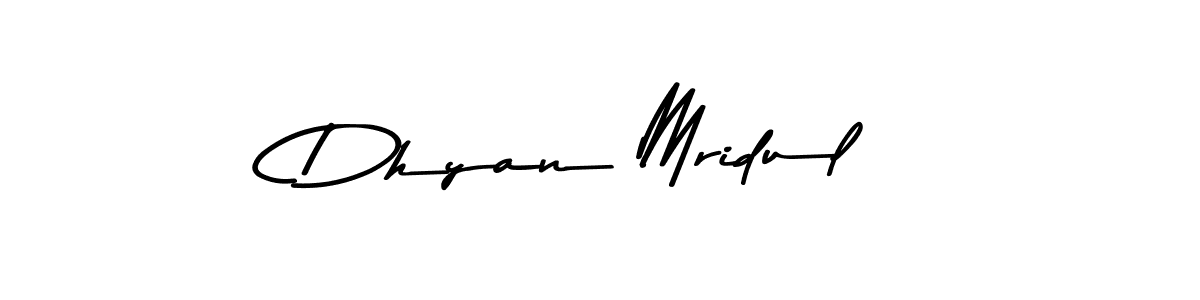 How to make Dhyan Mridul name signature. Use Asem Kandis PERSONAL USE style for creating short signs online. This is the latest handwritten sign. Dhyan Mridul signature style 9 images and pictures png