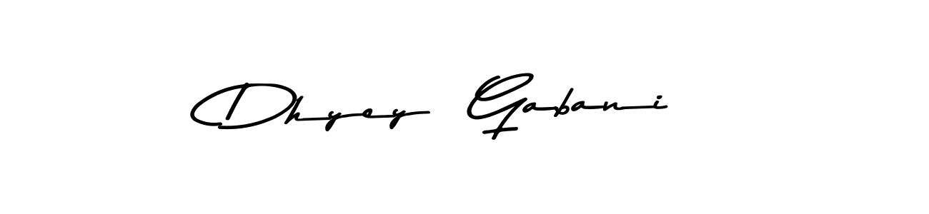 The best way (Asem Kandis PERSONAL USE) to make a short signature is to pick only two or three words in your name. The name Dhyey  Gabani include a total of six letters. For converting this name. Dhyey  Gabani signature style 9 images and pictures png