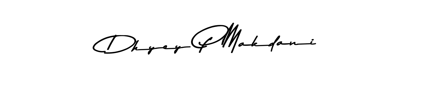 The best way (Asem Kandis PERSONAL USE) to make a short signature is to pick only two or three words in your name. The name Dhyey P Makdani include a total of six letters. For converting this name. Dhyey P Makdani signature style 9 images and pictures png