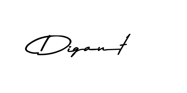 Create a beautiful signature design for name Digant. With this signature (Asem Kandis PERSONAL USE) fonts, you can make a handwritten signature for free. Digant signature style 9 images and pictures png