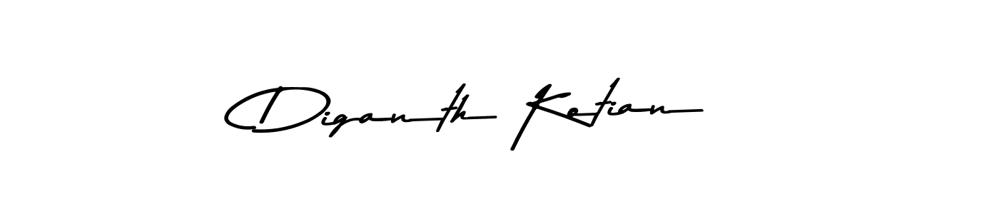 How to make Diganth Kotian name signature. Use Asem Kandis PERSONAL USE style for creating short signs online. This is the latest handwritten sign. Diganth Kotian signature style 9 images and pictures png