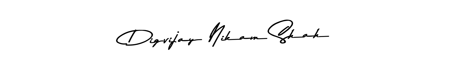 Create a beautiful signature design for name Digvijay Nikam Shah. With this signature (Asem Kandis PERSONAL USE) fonts, you can make a handwritten signature for free. Digvijay Nikam Shah signature style 9 images and pictures png