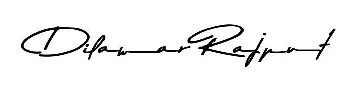 The Asem Kandis PERSONAL USE typeface gives name Dilawar Rajput a refined look. Suitable for certificates, diplomas, and official verification. Dilawar Rajput signature style 9 images and pictures png