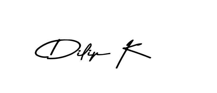 How to make Dilip K name signature. Use Asem Kandis PERSONAL USE style for creating short signs online. This is the latest handwritten sign. Dilip K signature style 9 images and pictures png