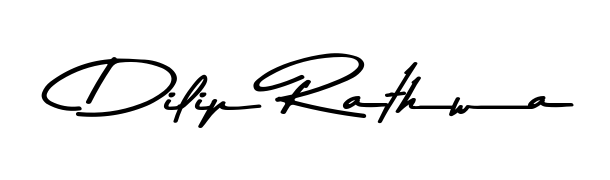 Discover how Dilip Rathwa looks in an executive cursive font (Asem Kandis PERSONAL USE). Perfect for legal documents, invoices, and certificates. Dilip Rathwa signature style 9 images and pictures png