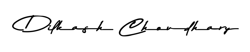 The Asem Kandis PERSONAL USE font gives name Dilkash Choudhary a signature that looks effortless yet distinguished. Download high-res PNG instantly. Dilkash Choudhary signature style 9 images and pictures png