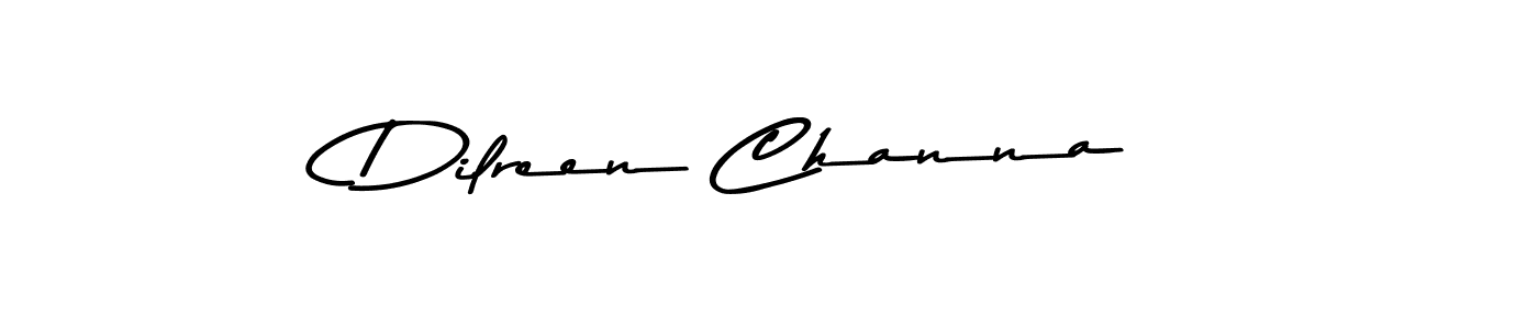 How to make Dilreen Channa name signature. Use Asem Kandis PERSONAL USE style for creating short signs online. This is the latest handwritten sign. Dilreen Channa signature style 9 images and pictures png