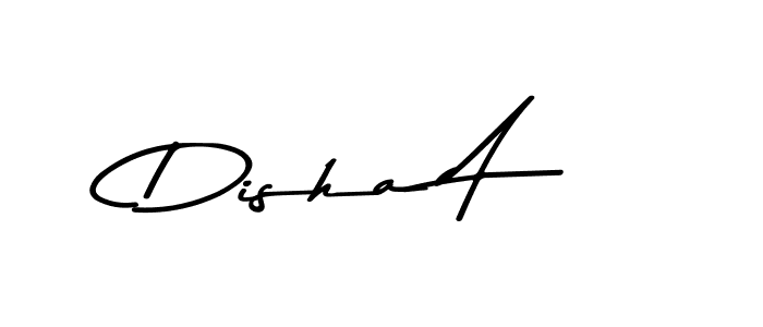 How to make Disha A name signature. Use Asem Kandis PERSONAL USE style for creating short signs online. This is the latest handwritten sign. Disha A signature style 9 images and pictures png