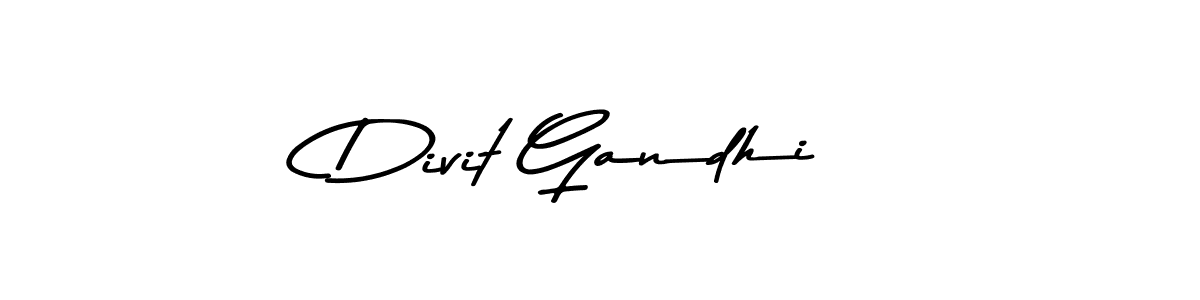 Make a beautiful signature design for name Divit Gandhi. With this signature (Asem Kandis PERSONAL USE) style, you can create a handwritten signature for free. Divit Gandhi signature style 9 images and pictures png