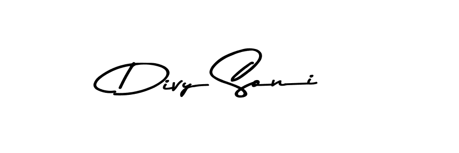 Make a beautiful signature design for name Divy Soni. With this signature (Asem Kandis PERSONAL USE) style, you can create a handwritten signature for free. Divy Soni signature style 9 images and pictures png