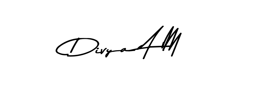 Create a beautiful signature design for name Divya A M. With this signature (Asem Kandis PERSONAL USE) fonts, you can make a handwritten signature for free. Divya A M signature style 9 images and pictures png
