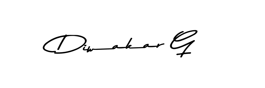 Make a beautiful signature design for name Diwakar G. With this signature (Asem Kandis PERSONAL USE) style, you can create a handwritten signature for free. Diwakar G signature style 9 images and pictures png