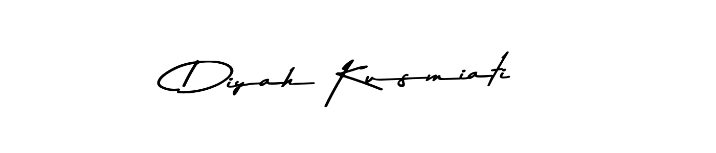 Create a beautiful signature design for name Diyah Kusmiati. With this signature (Asem Kandis PERSONAL USE) fonts, you can make a handwritten signature for free. Diyah Kusmiati signature style 9 images and pictures png