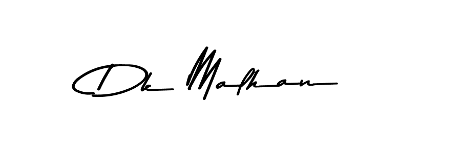 Create a beautiful signature design for name Dk Malhan. With this signature (Asem Kandis PERSONAL USE) fonts, you can make a handwritten signature for free. Dk Malhan signature style 9 images and pictures png