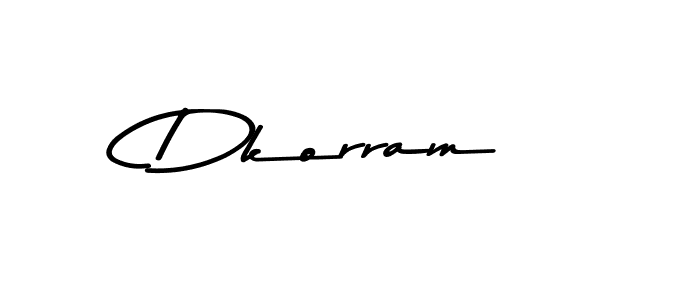 How to make Dkorram name signature. Use Asem Kandis PERSONAL USE style for creating short signs online. This is the latest handwritten sign. Dkorram signature style 9 images and pictures png