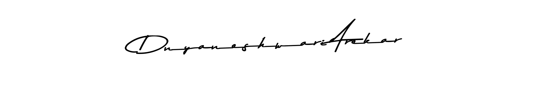 How to make Dnyaneshwari Arekar name signature. Use Asem Kandis PERSONAL USE style for creating short signs online. This is the latest handwritten sign. Dnyaneshwari Arekar signature style 9 images and pictures png