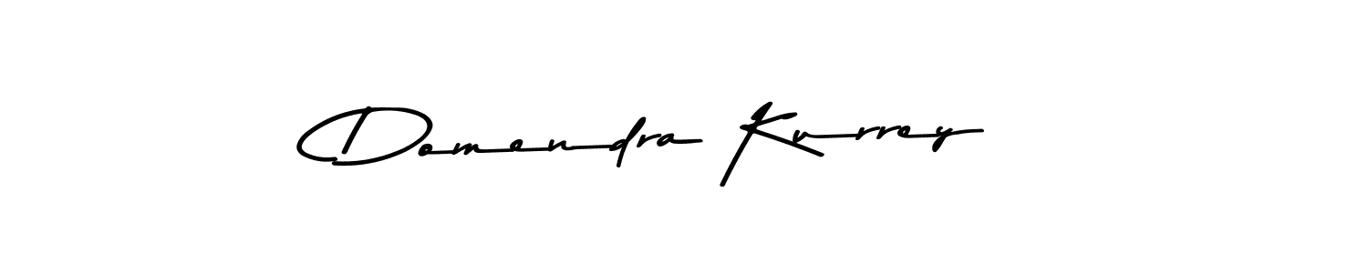 How to make Domendra Kurrey name signature. Use Asem Kandis PERSONAL USE style for creating short signs online. This is the latest handwritten sign. Domendra Kurrey signature style 9 images and pictures png
