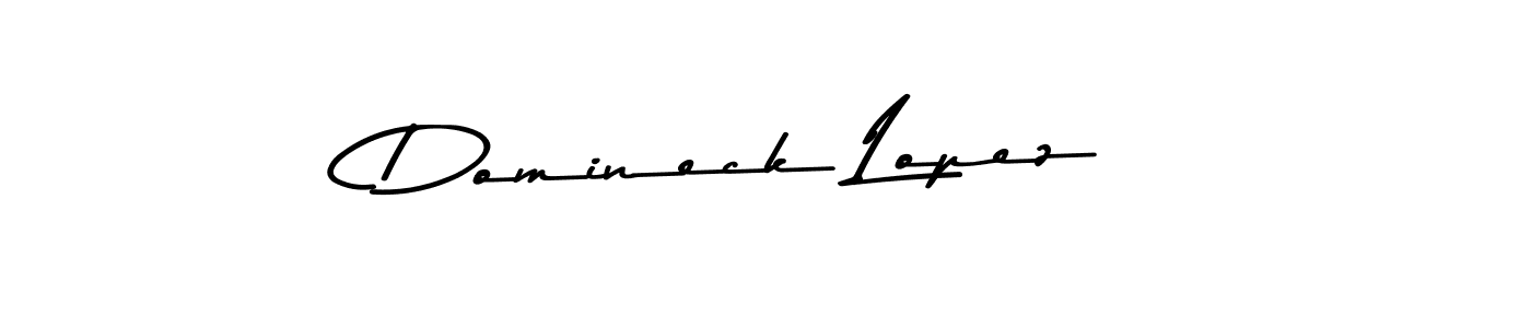 How to make Domineck Lopez name signature. Use Asem Kandis PERSONAL USE style for creating short signs online. This is the latest handwritten sign. Domineck Lopez signature style 9 images and pictures png