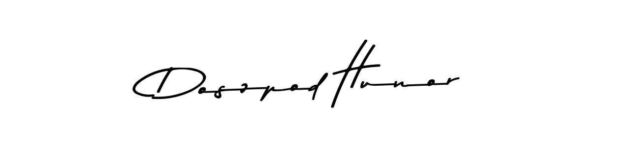 This is the best signature style for the Doszpod Hunor name. Also you like these signature font (Asem Kandis PERSONAL USE). Mix name signature. Doszpod Hunor signature style 9 images and pictures png