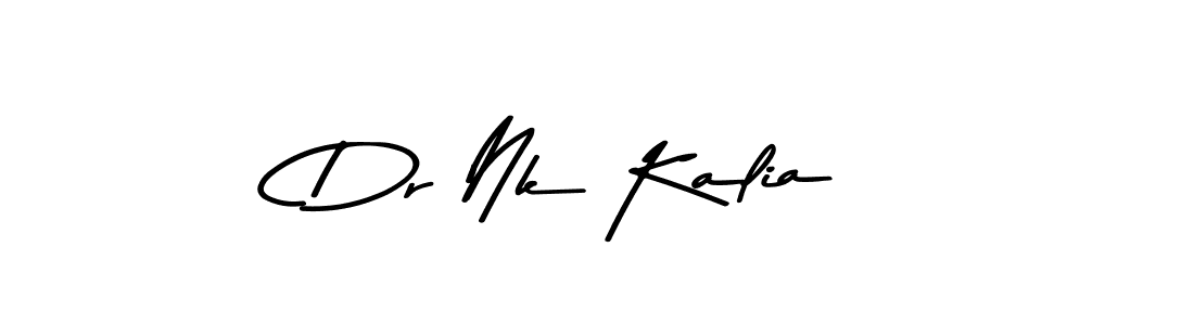 Create a beautiful signature design for name Dr Nk Kalia. With this signature (Asem Kandis PERSONAL USE) fonts, you can make a handwritten signature for free. Dr Nk Kalia signature style 9 images and pictures png