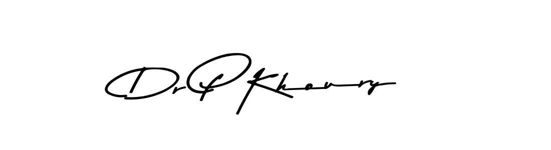 How to make Dr P Khoury name signature. Use Asem Kandis PERSONAL USE style for creating short signs online. This is the latest handwritten sign. Dr P Khoury signature style 9 images and pictures png