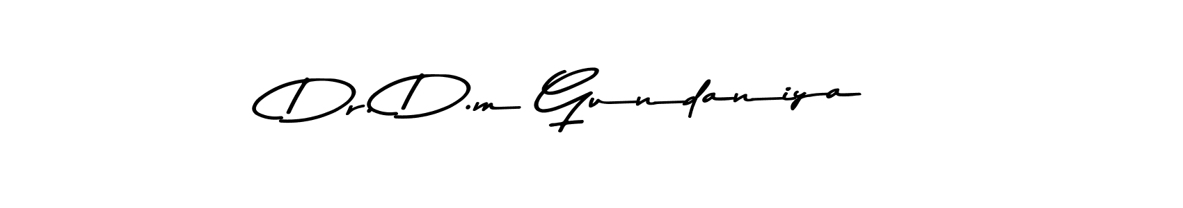 How to make Dr. D.m Gundaniya name signature. Use Asem Kandis PERSONAL USE style for creating short signs online. This is the latest handwritten sign. Dr. D.m Gundaniya signature style 9 images and pictures png