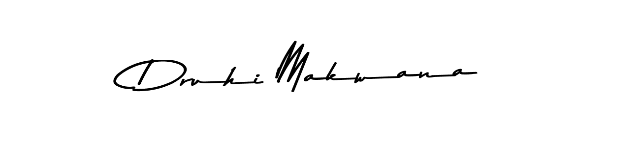 How to make Druhi Makwana name signature. Use Asem Kandis PERSONAL USE style for creating short signs online. This is the latest handwritten sign. Druhi Makwana signature style 9 images and pictures png