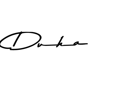 Make a beautiful signature design for name Duha. With this signature (Asem Kandis PERSONAL USE) style, you can create a handwritten signature for free. Duha signature style 9 images and pictures png