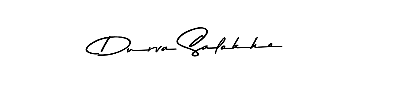 You should practise on your own different ways (Asem Kandis PERSONAL USE) to write your name (Durva Salokhe) in signature. don't let someone else do it for you. Durva Salokhe signature style 9 images and pictures png