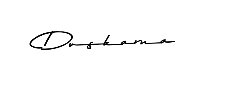 How to make Duskarna name signature. Use Asem Kandis PERSONAL USE style for creating short signs online. This is the latest handwritten sign. Duskarna signature style 9 images and pictures png