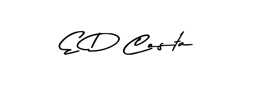 How to make E D Costa name signature. Use Asem Kandis PERSONAL USE style for creating short signs online. This is the latest handwritten sign. E D Costa signature style 9 images and pictures png