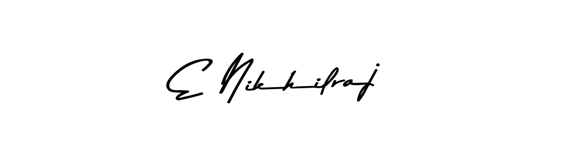 How to make E Nikhilraj name signature. Use Asem Kandis PERSONAL USE style for creating short signs online. This is the latest handwritten sign. E Nikhilraj signature style 9 images and pictures png