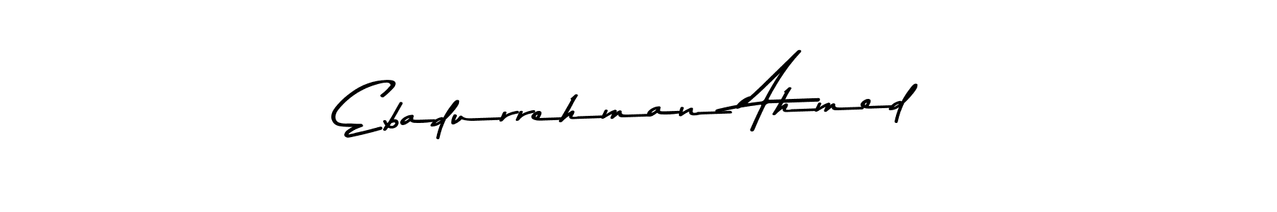 The best way (Asem Kandis PERSONAL USE) to make a short signature is to pick only two or three words in your name. The name Ebadurrehman Ahmed include a total of six letters. For converting this name. Ebadurrehman Ahmed signature style 9 images and pictures png