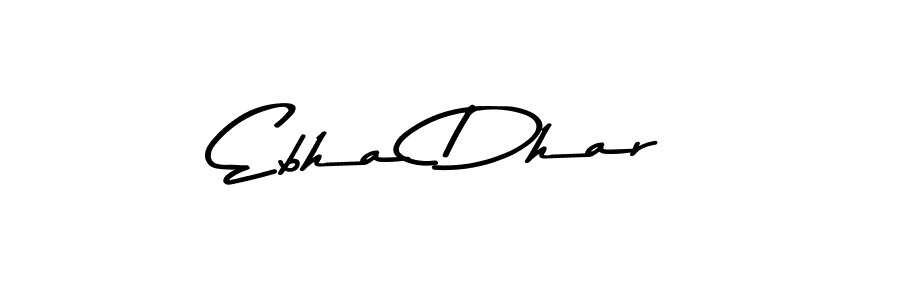 How to make Ebha Dhar name signature. Use Asem Kandis PERSONAL USE style for creating short signs online. This is the latest handwritten sign. Ebha Dhar signature style 9 images and pictures png