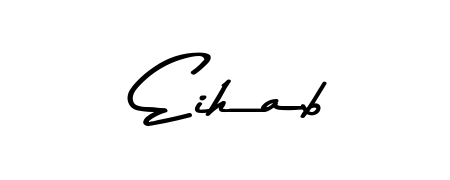 The Asem Kandis PERSONAL USE font transforms the name Eihab into an executive sign with sharp precision and distinguished character. Eihab signature style 9 images and pictures png