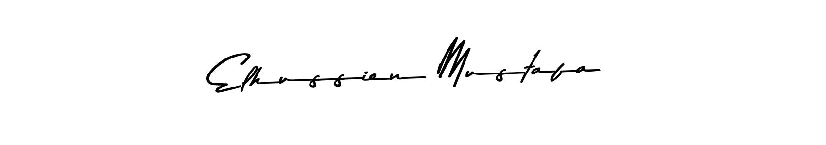 How to make Elhussien Mustafa name signature. Use Asem Kandis PERSONAL USE style for creating short signs online. This is the latest handwritten sign. Elhussien Mustafa signature style 9 images and pictures png