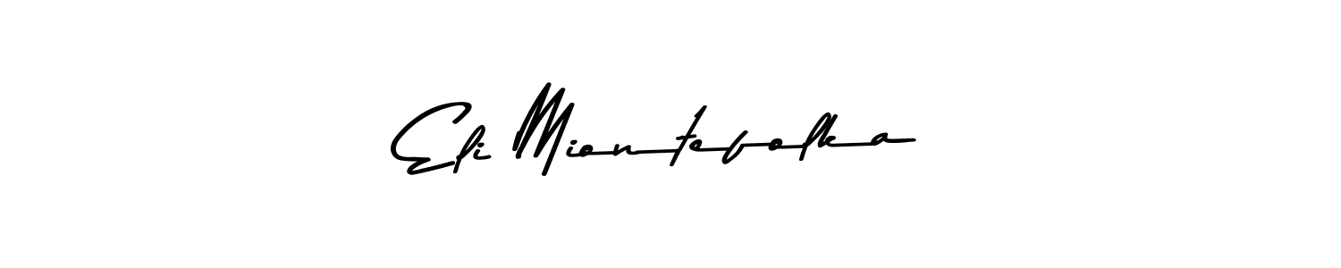 How to make Eli Miontefolka name signature. Use Asem Kandis PERSONAL USE style for creating short signs online. This is the latest handwritten sign. Eli Miontefolka signature style 9 images and pictures png