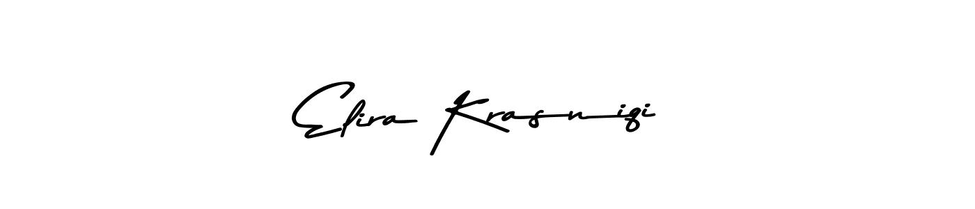 How to make Elira Krasniqi name signature. Use Asem Kandis PERSONAL USE style for creating short signs online. This is the latest handwritten sign. Elira Krasniqi signature style 9 images and pictures png