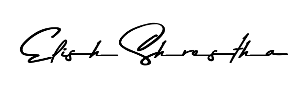 The Asem Kandis PERSONAL USE font transforms the name Elish Shrestha into an executive sign with sharp precision and distinguished character. Elish Shrestha signature style 9 images and pictures png