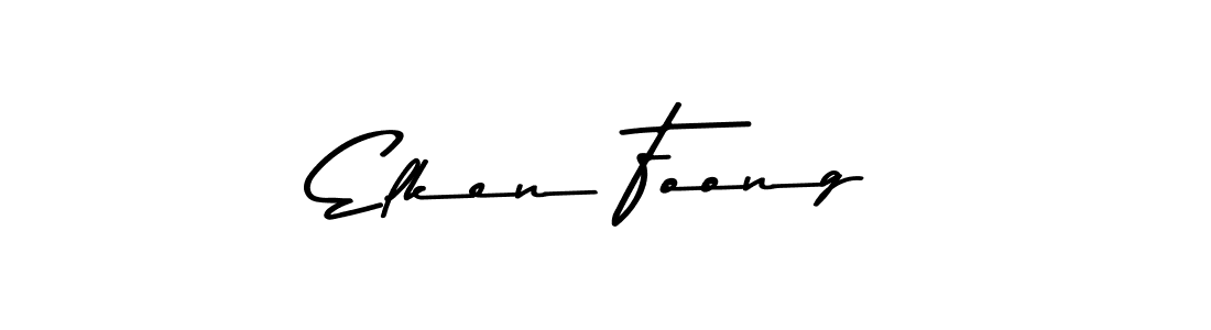 How to make Elken Foong name signature. Use Asem Kandis PERSONAL USE style for creating short signs online. This is the latest handwritten sign. Elken Foong signature style 9 images and pictures png