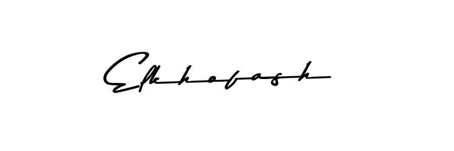 How to make Elkhofash name signature. Use Asem Kandis PERSONAL USE style for creating short signs online. This is the latest handwritten sign. Elkhofash signature style 9 images and pictures png