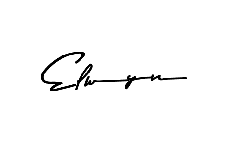 How to make Elwyn name signature. Use Asem Kandis PERSONAL USE style for creating short signs online. This is the latest handwritten sign. Elwyn signature style 9 images and pictures png